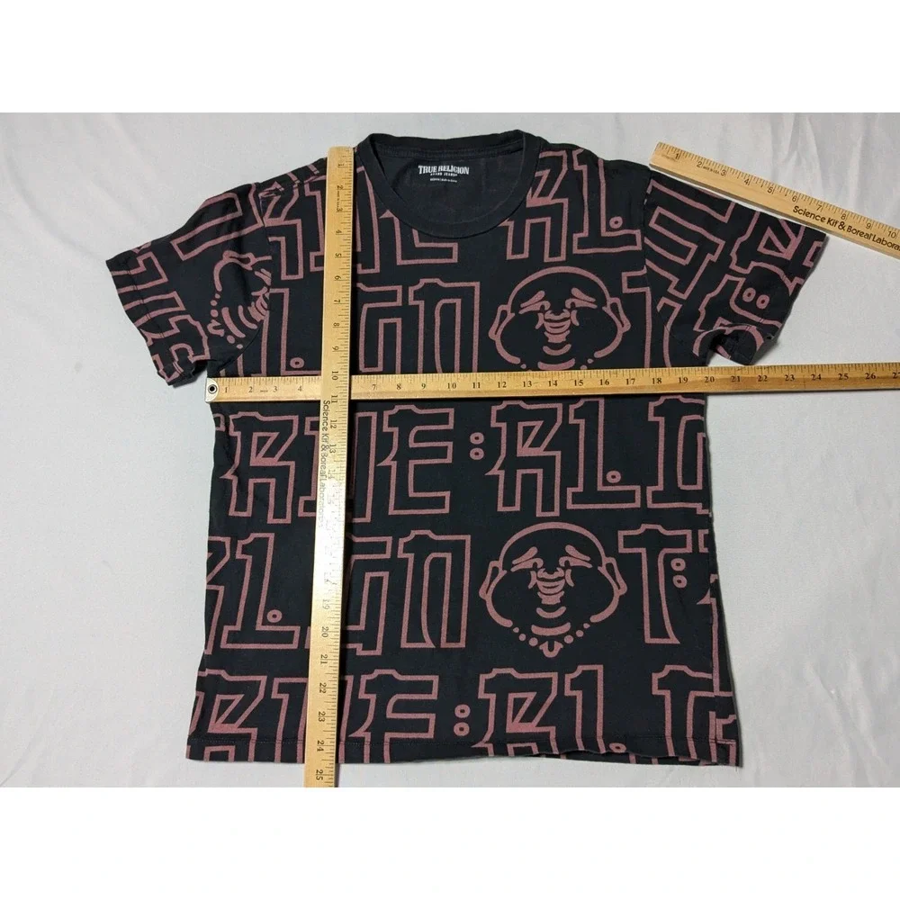 True Religion Buddha Allover Print Black T-shirt - Men Medium‎